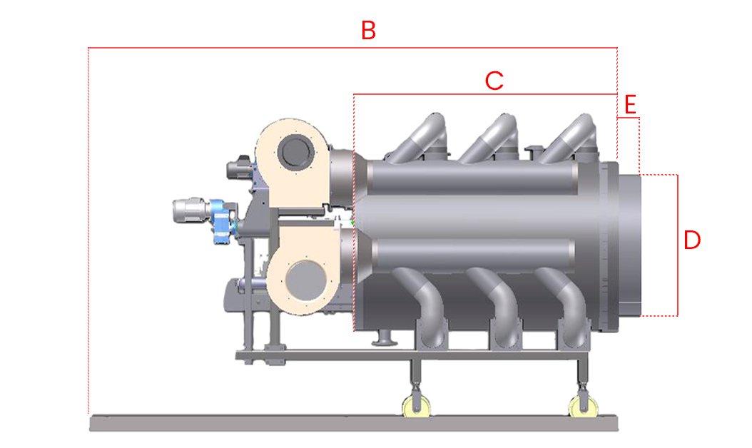 BioJet Multi pellettipolttimen mittakuva.